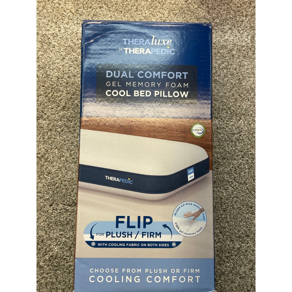 TheraLuxe by Therapedic Dual Comfort Gel Memory Foam Cool Bed Pillow Queen NEW